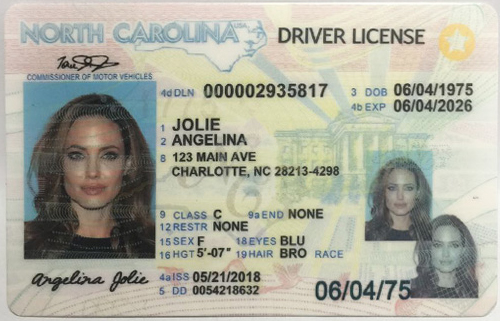 Fake Driving License - North Carolina